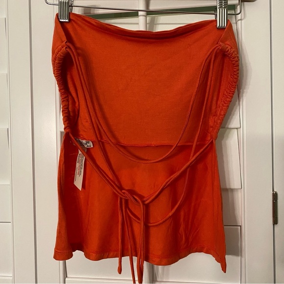 Intimately Free People Bright Orange Tie Backless Top NWOT - Picture 2 of 3